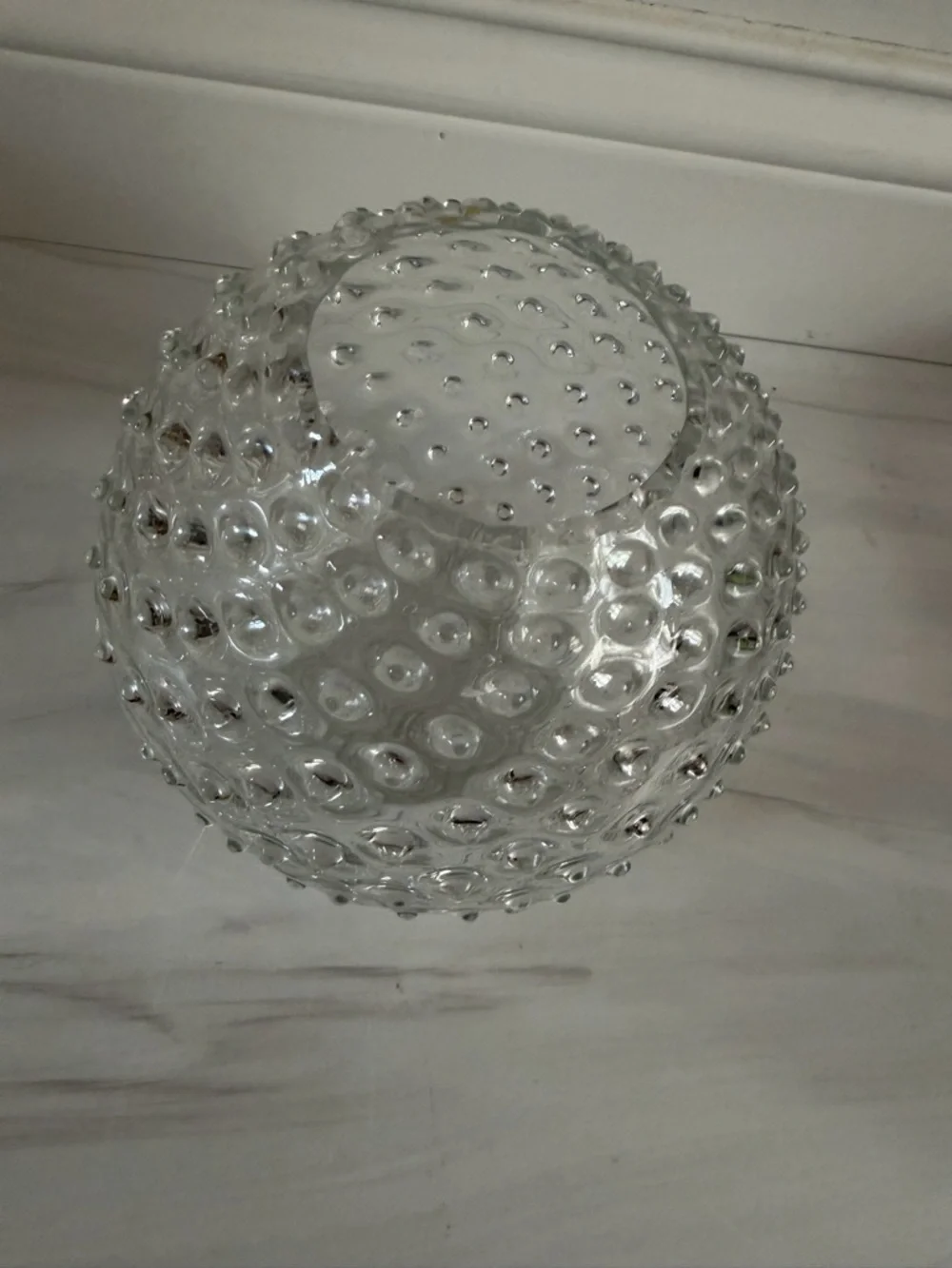 Vintage MCM clear glass hobnail vase